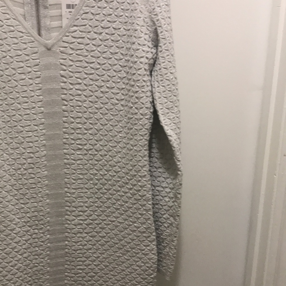 Cache Silver Sparkly Midi Sweater Dress Size L NWT - Picture 4 of 9